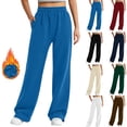 thumbnail image 1 of Womens Straight Leg Sweatpants, Mid Waist Side Slit Long Pants with Pockets, Casual Lounge Wear | VerBelle,Green XL, 1 of 9