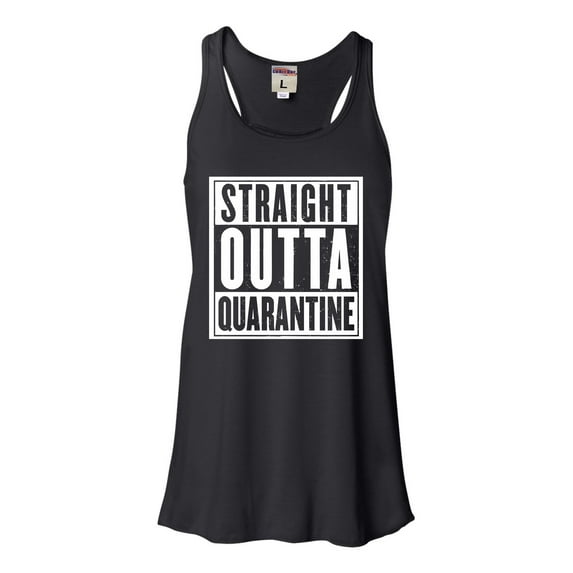 Womens Straight Outta Quarantine Flowy Racerback Tank Top T-Shirt