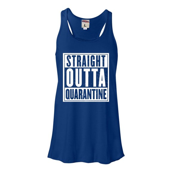 Womens Straight Outta Quarantine Flowy Racerback Tank Top T-Shirt