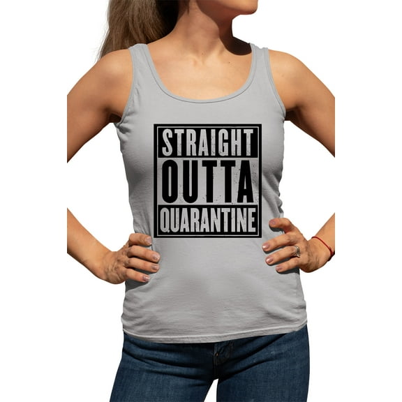 Womens Straight Outta Quarantine Racerback Tank Top T-Shirt