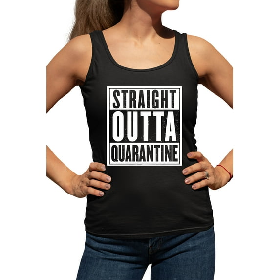 Womens Straight Outta Quarantine Racerback Tank Top T-Shirt