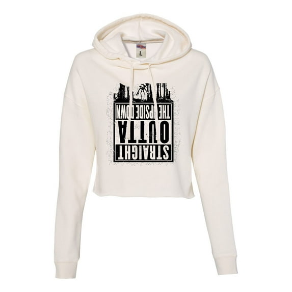 Womens Straight Outta The Upside Down Cropped Hooded Sweatshirt