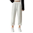 thumbnail image 1 of Womens Straight Wide Leg Pants Casual Drawstring High Waist Trousers Solid Color Loose Lounge Pockets Bottoms (White 2XL ), 1 of 6