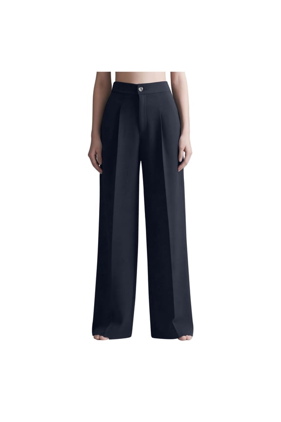 Womens Straight Wide Leg Pants Casual High Waist Tailored Flowy Palazzo Trouser Loose Business Work for Daily