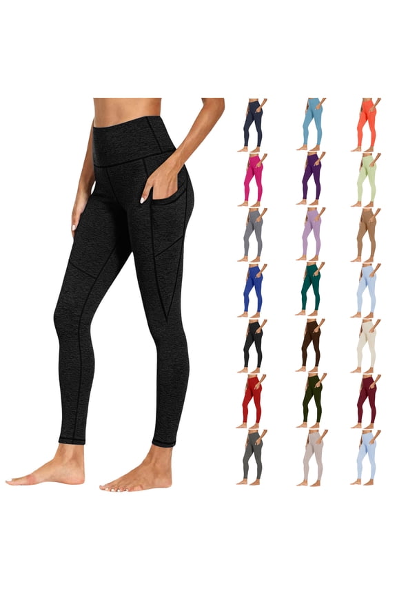 Womens Straight Yoga Pants with Pockets Workout Out Pocket Leggings Fitness Sports Running Yoga Pants Workout Athletic Daily