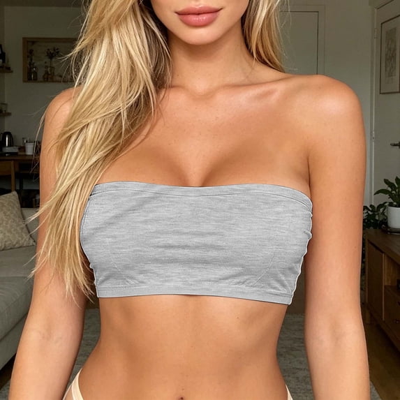Womens Strapless Bandeau Tube Tops Stretchy Basic Scolid Corol Non-Padded Going Out Summer Shirts Crop Tank Top