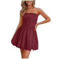 thumbnail image 1 of Womens Strapless Bubble Mini Dress 2025 Summer Tube Top Sundress Casual Off Shoulder A Line Party Short Dresses Trendy Casual Smocked Dresses, 1 of 6