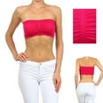 thumbnail image 1 of Womens Strapless Padded Bra Bandeau Tube Top Removable Pads Seamless Crop Pink, 1 of 5