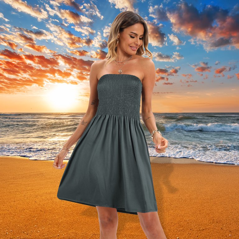 Womens Strapless Tube A Line Mini Dress - Walmart.com