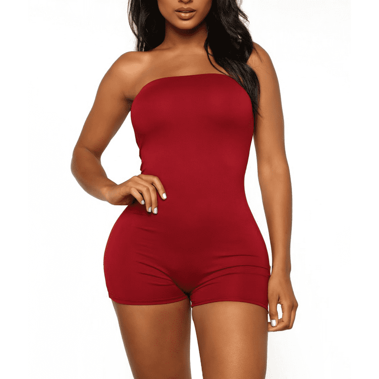 Slim fitted solid tube romper online