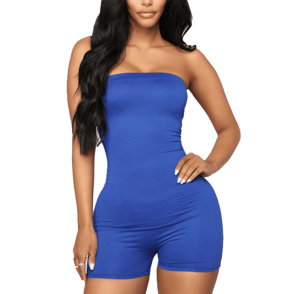 XBTCLXEBCO Women Strapless Tube Short Romper Jumpsuit Solid Color  Sleeveless Bodycon