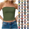 thumbnail image 1 of Womens Strapless Tube Top Bandeau Crop Tops Slim Fit Stretch Strapless Camisole Summer Casual Basic Solid Color Sleeveless Tank Top for Women, 1 of 9