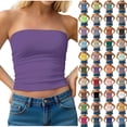thumbnail image 1 of Womens Strapless Tube Top Bandeau Crop Tops Slim Fit Stretch Strapless Camisole Summer Casual Basic Solid Color Sleeveless Tank Top for Women, 1 of 9