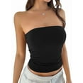 thumbnail image 1 of Womens Strapless Tube Tops Basic Backless Sleeveless Bandeau Going Out Crop Tops Cute 2025 Summer Clothes Black S, 1 of 8