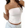 thumbnail image 1 of Womens Strapless Tube Tops Basic Backless Sleeveless Bandeau Going Out Crop Tops Cute 2025 Summer Clothes White M, 1 of 8