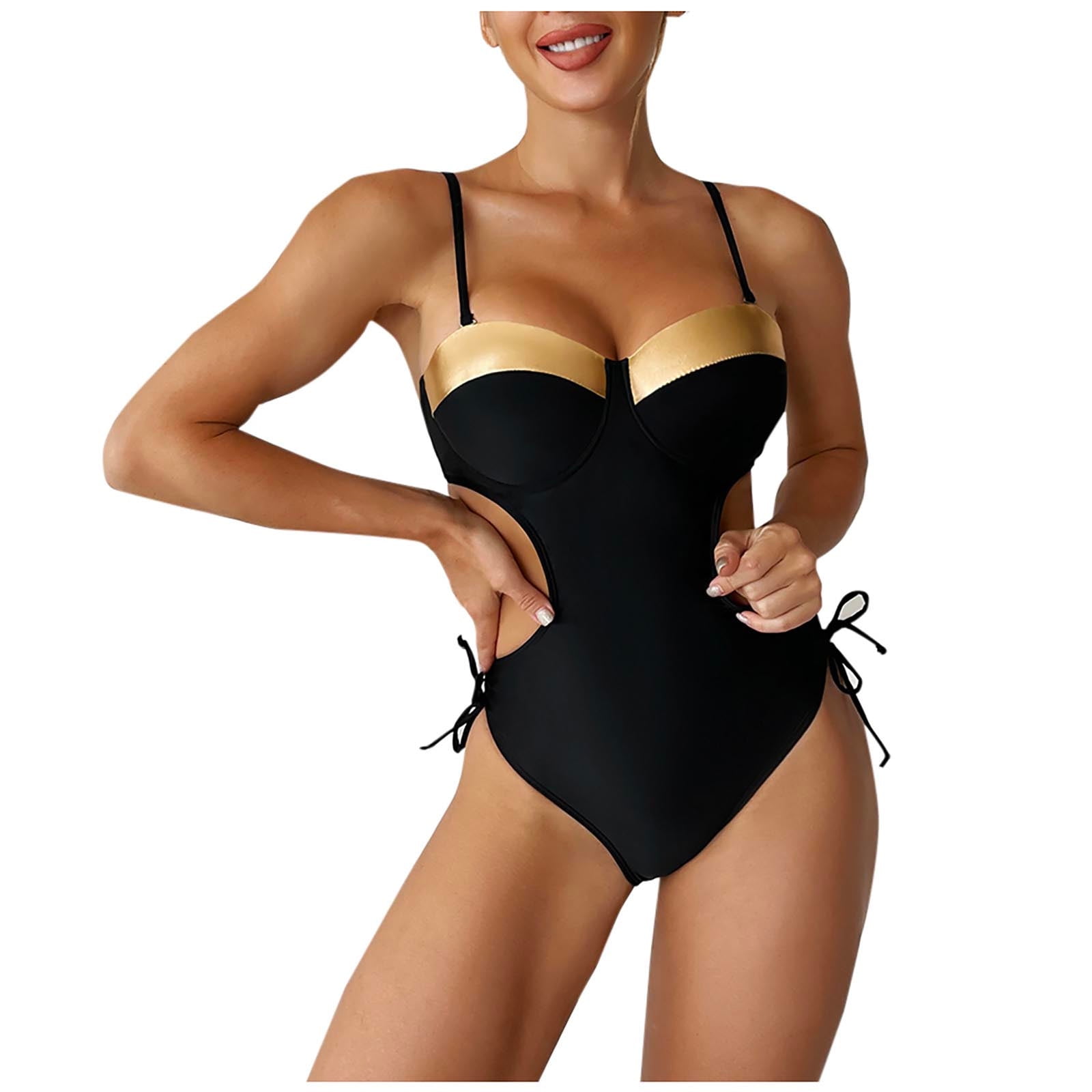 Womens Strappy One Piece Swimsuit Tie Side Bottom Cut Out Monokini