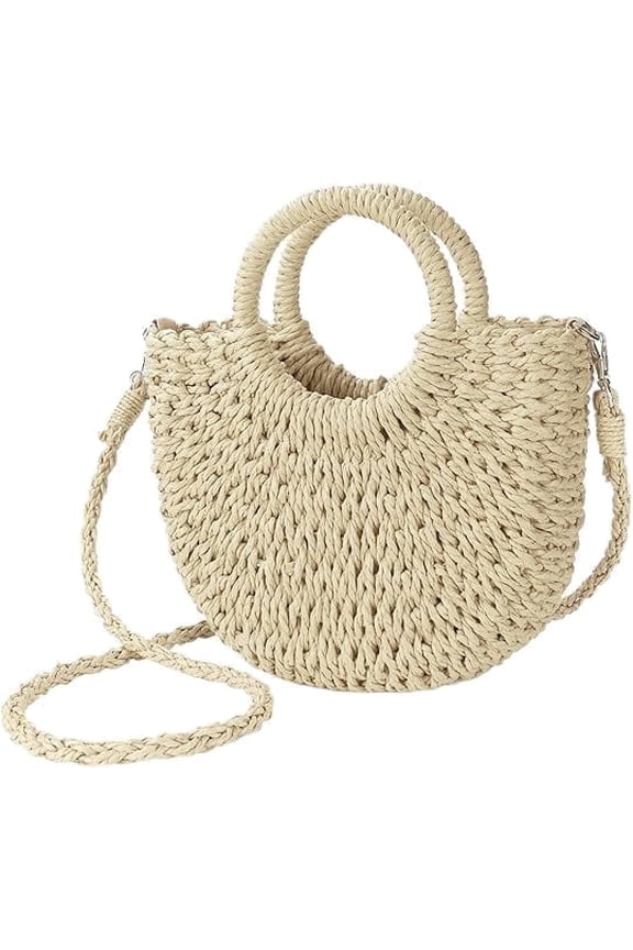 Womens Straw Beach Bag Woven Crossbody Shoulder Bags Top Handle Satchel Handbag Purse for Summer