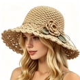 thumbnail image 1 of Womens Straw Hat, Upgraded Foldable Sun Hat for Women, BeachSun Straw Hats for Vacation Travel Khaki One Size, 1 of 6