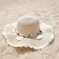 thumbnail image 1 of Womens Straw Hat Wide Brim Floppy Beach Cap Adjustable Sun Hat UPF 50+, 1 of 3