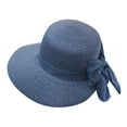 thumbnail image 1 of Womens Straw Hats for Summer, Yigetop Hats for Women Wide Women Beach Hat Sun Hats for Women Upf 50+ Women's Lightweight Foldable/Packable Beach Sun Hat Packable Straw Hat for Women Navy One Size, 1 of 3