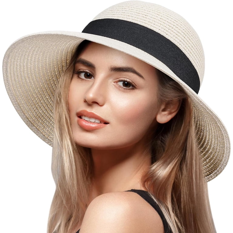Womens Straw Hats Wide Brim Summer Visor Beach Sun Hat  display picture 3