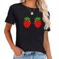 thumbnail image 1 of Womens Strawberry Bra Costume Cute Easy Fruit Halloween Gift T-Shirt Black 2XL, 1 of 5