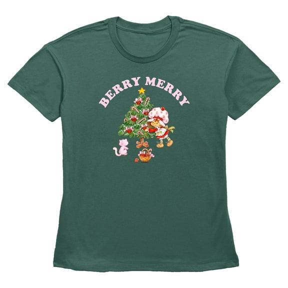 Womens Strawberry Shortcake Berry Merry Christmas Tree T Shirt