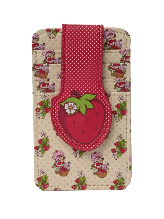 Womens Strawberry Shortcake Card Holder Wallet Button Snap Closure