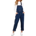 thumbnail image 1 of Womens Stretch Adjustable Denim Bib Overalls Jeans Pants Jumpsuits Medium Wash, Size S-2XL, 1 of 5