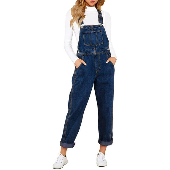 Womens Stretch Adjustable Denim Bib Overalls Jeans Pants Jumpsuits Medium Wash, Size S-2XL