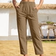 thumbnail image 1 of Womens Stretch Pants Elastic Waist Loose Casual Straight Leg Trousers with Pockets, 1 of 5