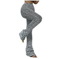 thumbnail image 1 of Womens Stretch Pants Knitted Stripe Print Trousers Sexy Slim Pants High-Waisted Hip-Lifting Slacks Street Causal Y2k Sweatpants(XXL,Black), 1 of 5