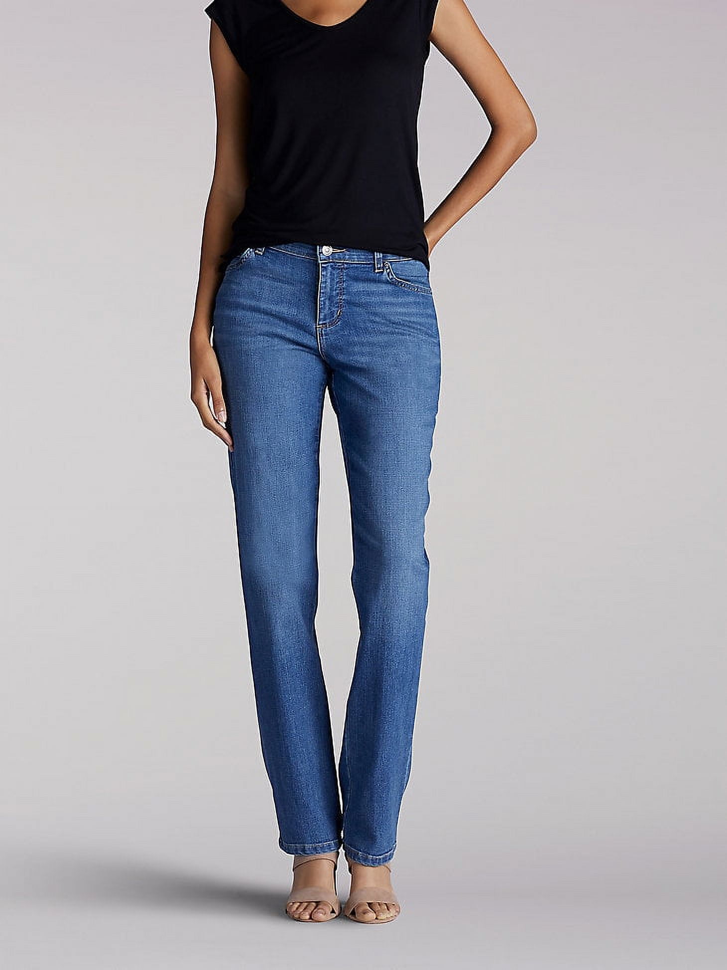Womens Stretch Relaxed Fit Straight Leg Jean (Petite) in Meridian ...