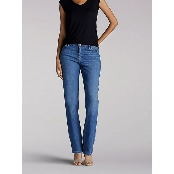 Womens Stretch Relaxed Fit Straight Leg Jean (Petite) in Meridian