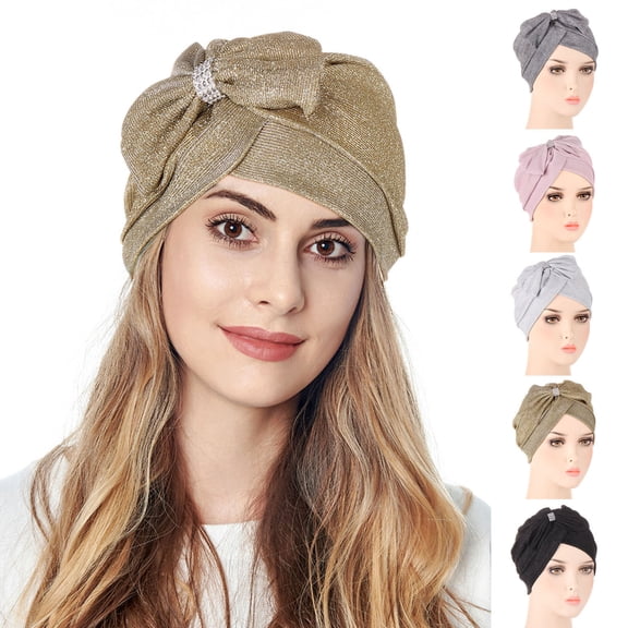 Womens Stretch Turban Headwrap Bow Design Soft Bonnet for Hair Protection and Style