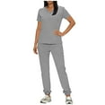 thumbnail image 1 of Womens Stretch V-Neck Jogger Scrubs Set Medical Nursing Tops with Pocket Pants, 1 of 7