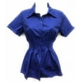 thumbnail image 1 of Womens Stretch Woven Button Down Short Sleeve Shirt, 1 of 6