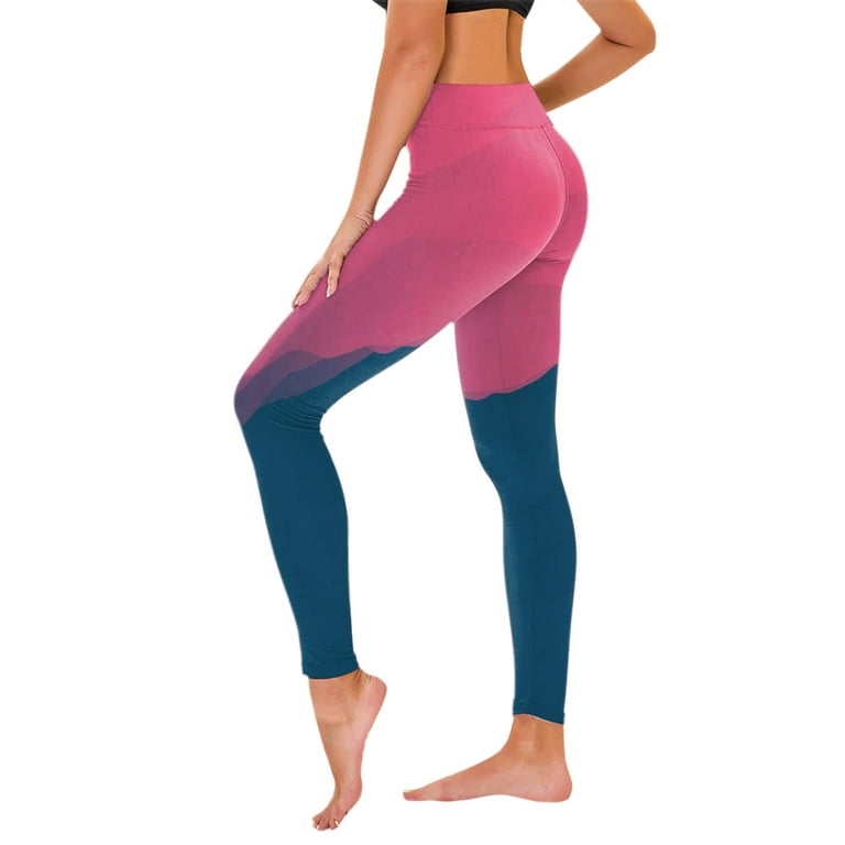 Womens Stretch Yoga Leggings Gradient Colored High Waisted Slimming Control  Full Length Workout Active Pants