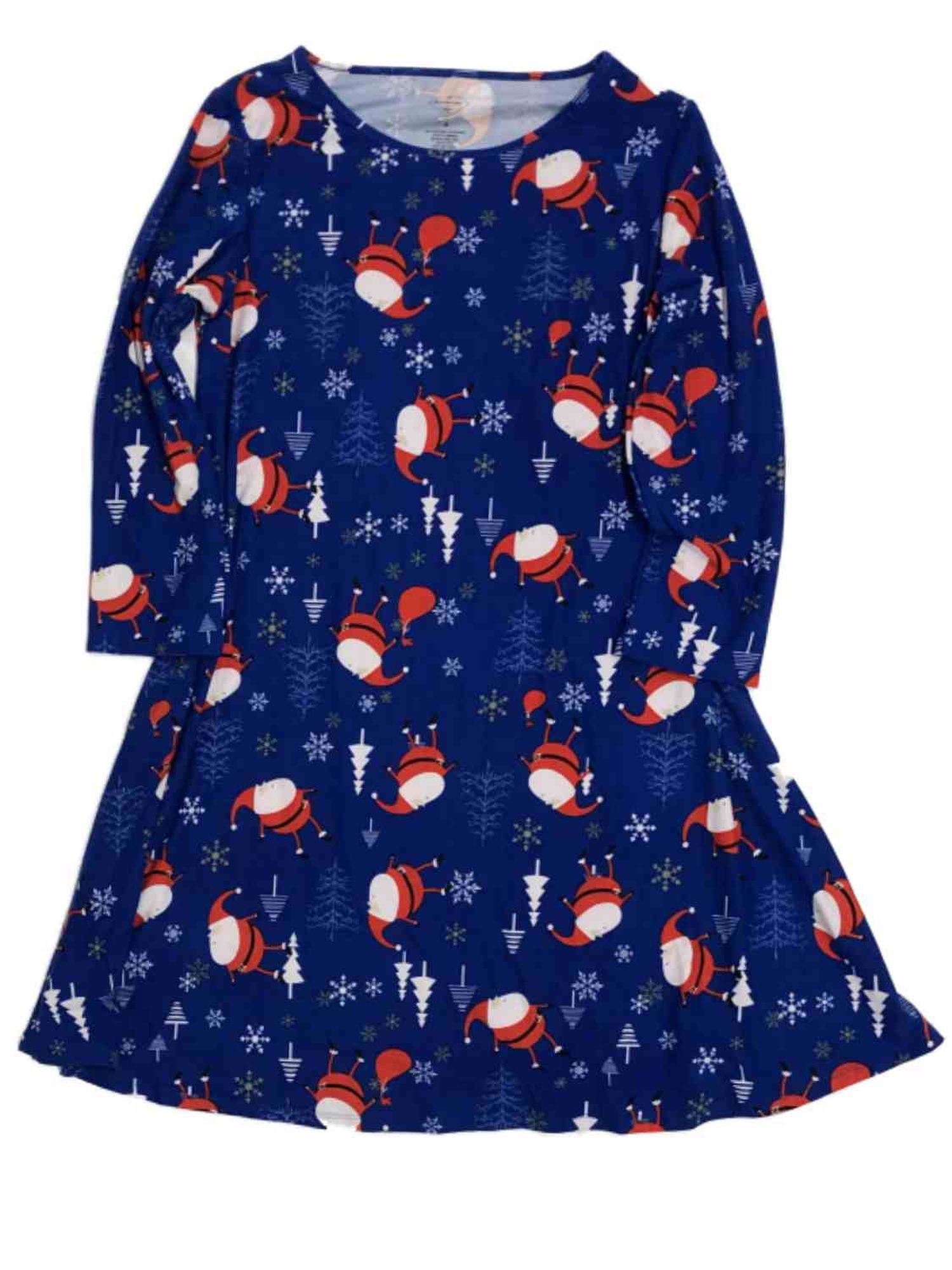 Womens Stretchy Blue Knit Santa Claus & Snowflake Christmas Holiday Dress  Small - Walmart Business Supplies