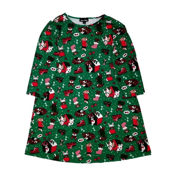 Womens Stretchy Green Christmas Lights Puppy Dog Santa Hat December Dress XXL