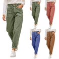 thumbnail image 1 of Womens Stretchy Mid Rise Barrel Pants Vintage Baggy Pants with Pockets for Trendy Y2k Daily Casual Outfits, 1 of 7