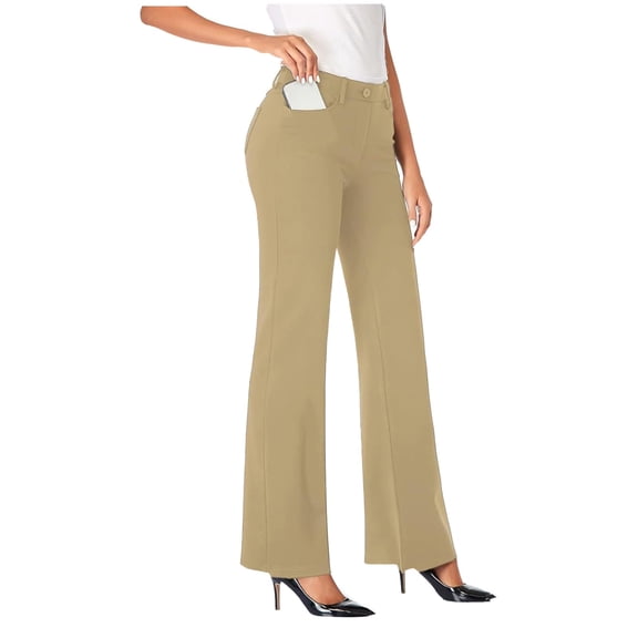 Womens Stretchy Straight Leg Dress Work Pants Spring Work Slacks Business Office Casual Trousers with Pockets