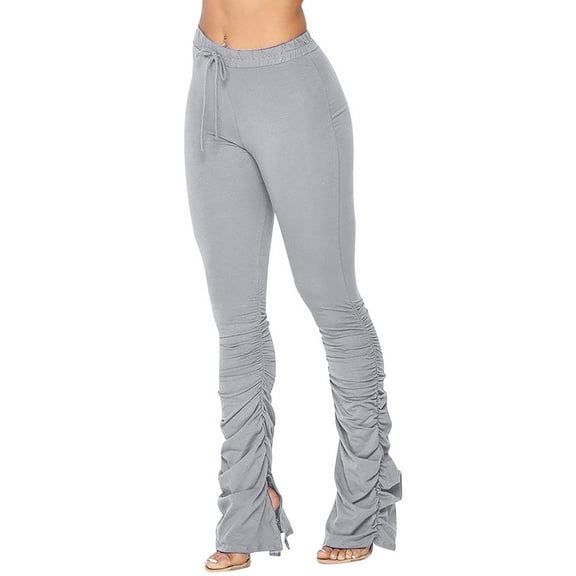 Womens Stretchy Straight Leg Jeans Fashion Solid Casual Tight Boot Cut Jeans Pants With Pokets Gray M