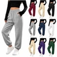 thumbnail image 1 of Womens Stretchy Sweat Pants 2026 Trendy Fashion Women Casual High Waist Loose Pocket Straight Solid Pants Sweatpants Pants White L, 1 of 9