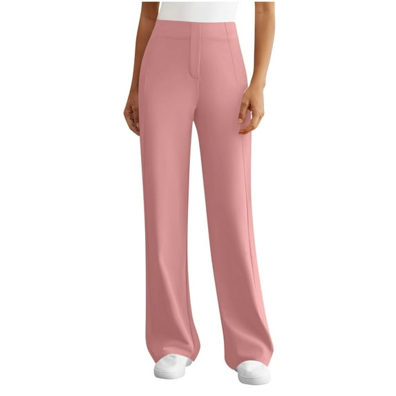 Womens Stretchy Yoga Dress Pants High Waist Straight Leg Work Trousers Pull On Business Lounge Pant