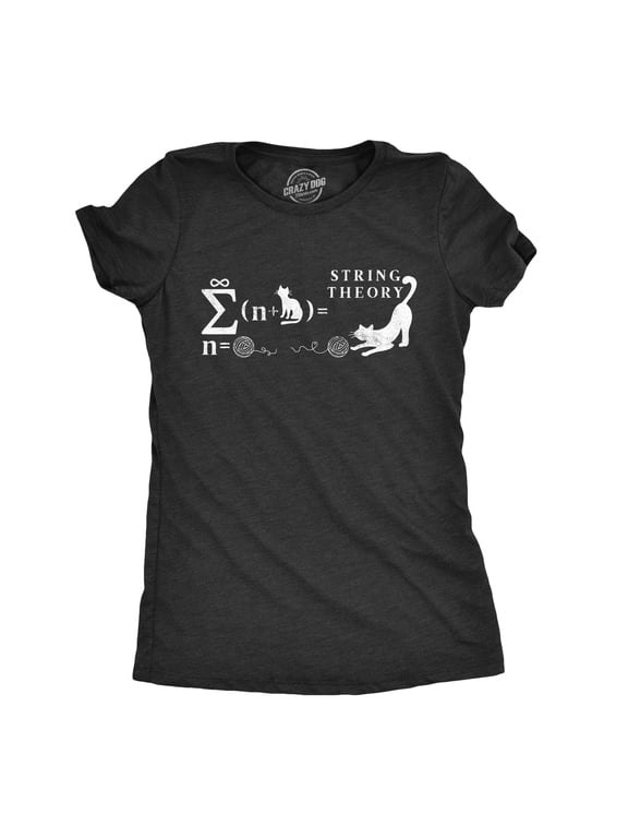Womens String Theory T Shirt Funny Cat Math Science Nerdy Tee Womens Graphic Tees