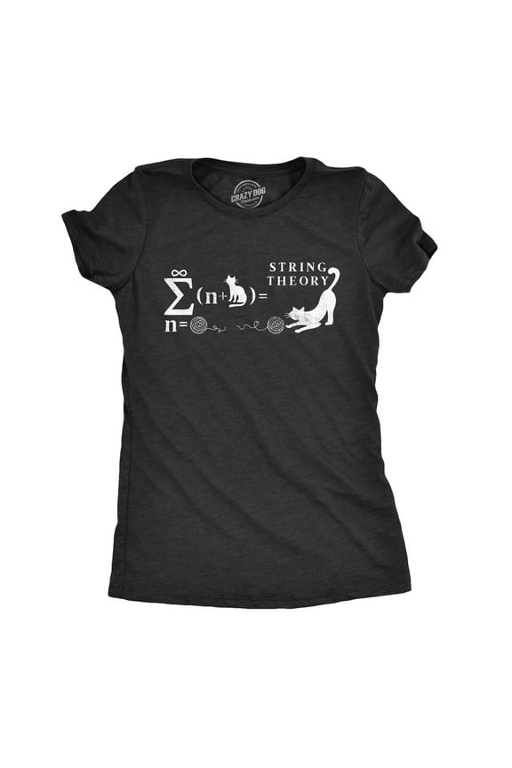 Womens String Theory T Shirt Funny Cat Math Science Nerdy Tee Womens Graphic Tees