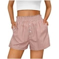 thumbnail image 1 of Womens Stripe Pajama Shorts Summer Casual Comfy Button Lounge Shorts Lightweight Loose Pjs Shorts Stretch Beach Bottoms with Pocket, 1 of 5