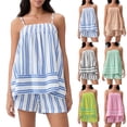 thumbnail image 1 of Womens Striped 2 Piece Lounge Sets Sleeveless Striped Pjs Set Cami Top and Shorts Pajama Set Outfits, 1 of 10