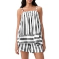 thumbnail image 1 of Womens Striped 2 Piece Lounge Sets Sleeveless Striped Pjs Set Cami Top and Shorts Pajama Set Outfits, 1 of 8